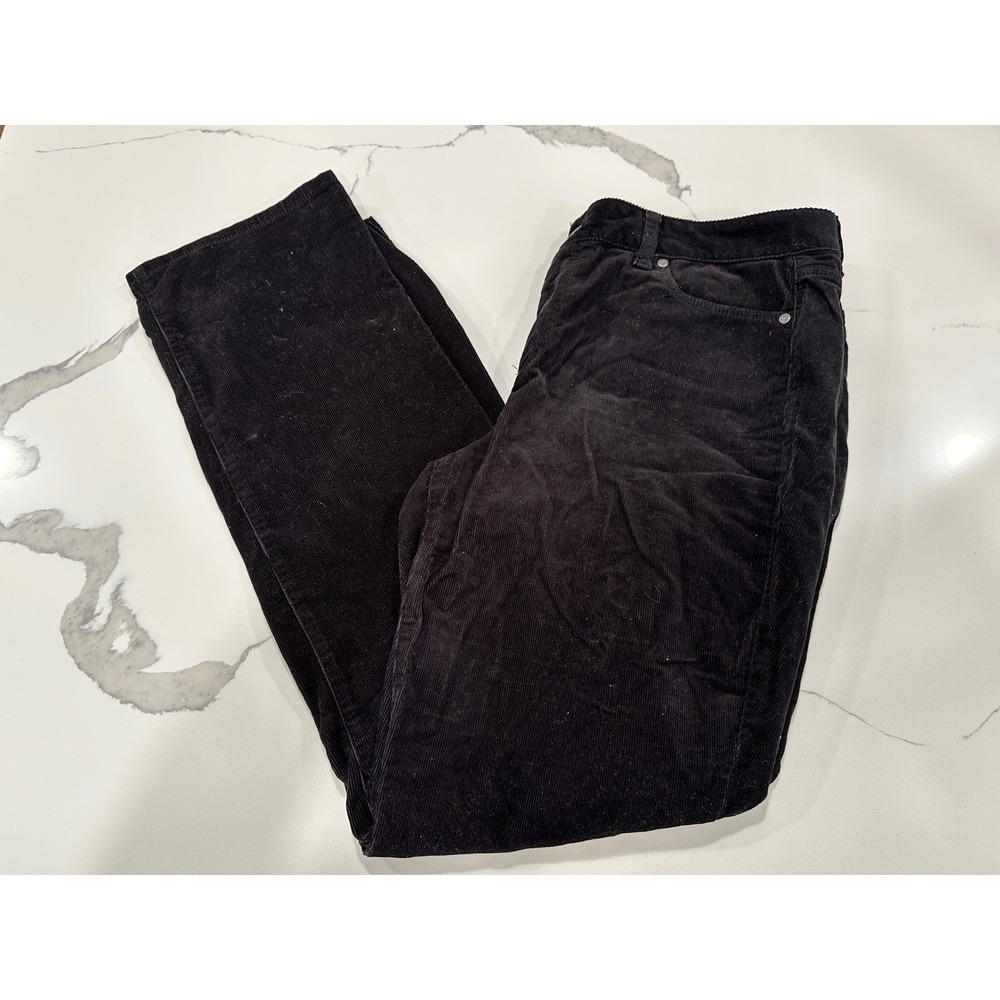 Talbots Corduroy Pants Curly Black Casual Everyday‎ Comfort Size 14